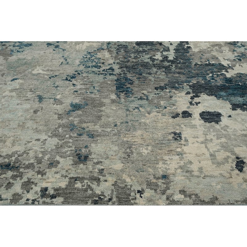 Hand Knotted Gray Tibetan Wool Modern Oriental Area Rug - 7' 10'' x 9' 11''