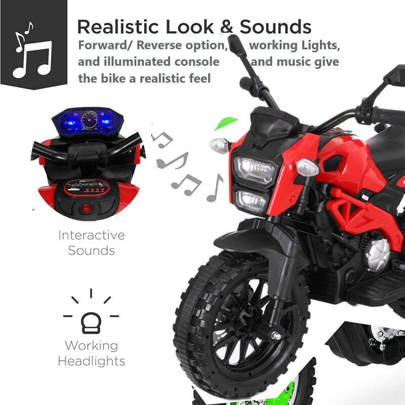 12V Kids Ride-On Motorcycle with Manual Throttle, PU Seat, and Wireless Music - Safe Training Wheels