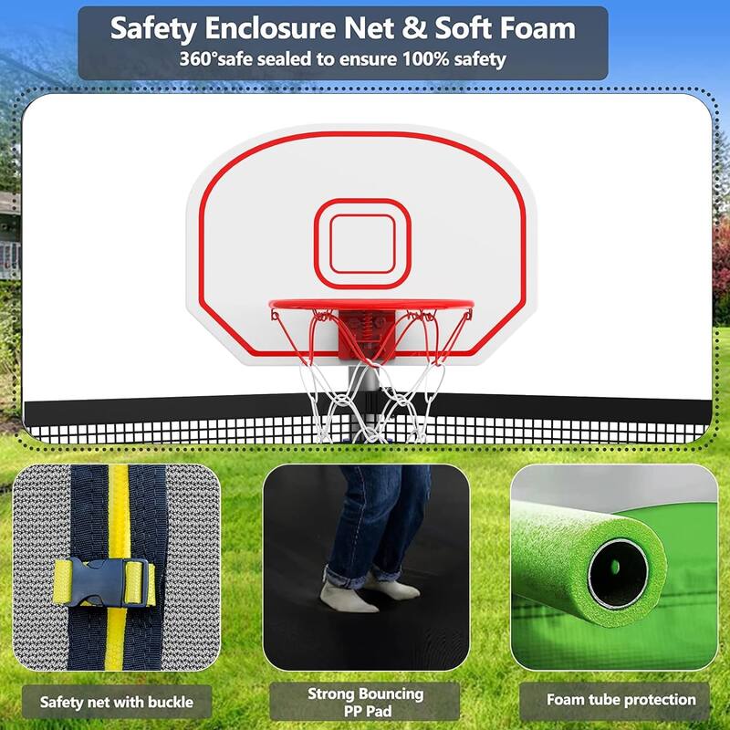 Upgraded 8FT 10FT 12FT Trampoline for Kids and Adults