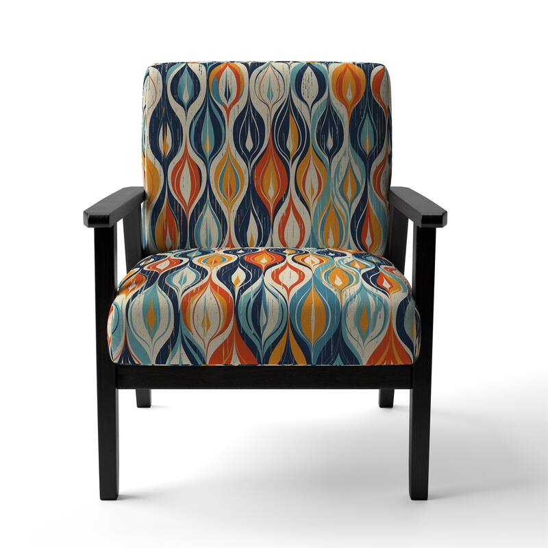 Designart "Orange and Blue Botanical Symphony III" Upholstered Abstract Accent Chair and Modern & Contemporary Arm Chair
