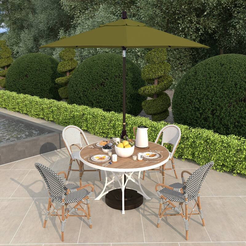 California Umbrella 7.5' Sun Master Patio Umbrella Bronze Aluminum Pole Fiberglass Ribs Crank Lift Tilt Sunbrella Cilantro