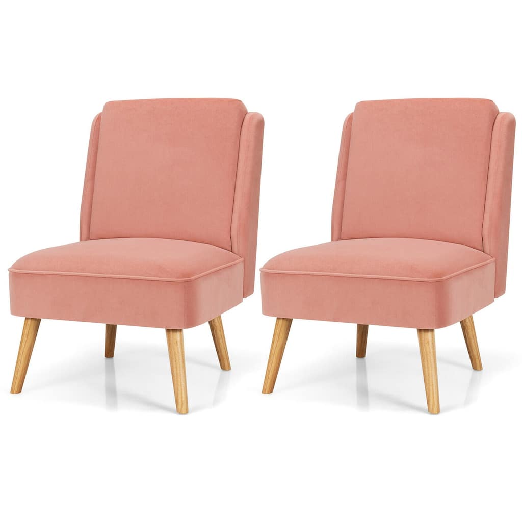 Gymax 2PCS Velvet Accent Chair Single Sofa Chair Leisure Chair with - 19'' x 23.5'' x 16''