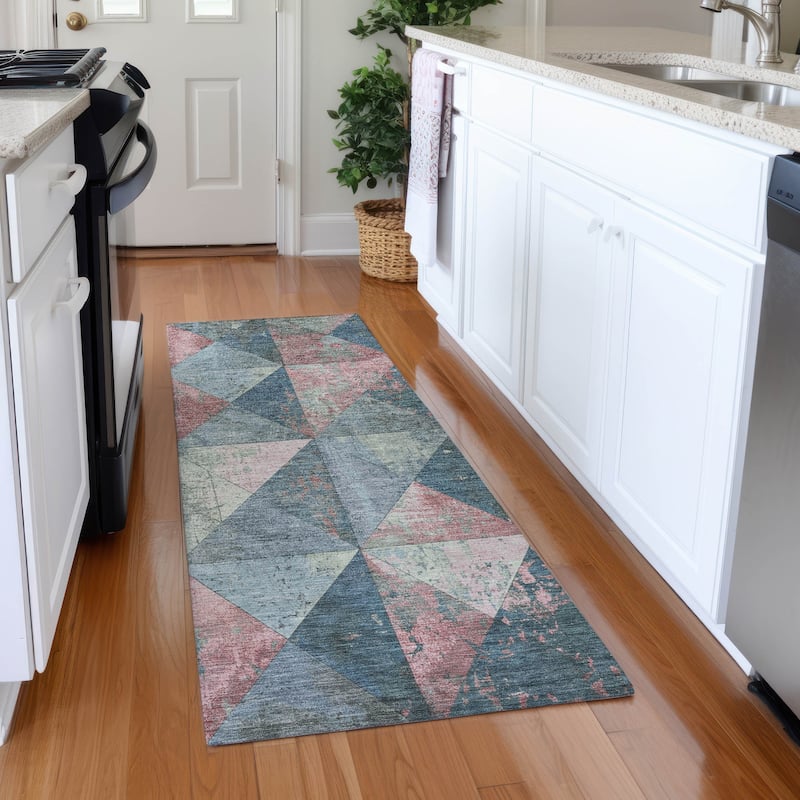 Premium Washable Super Soft Diamond Mosaic Mayfield Rug - Denim - 2'3" x 7'6"