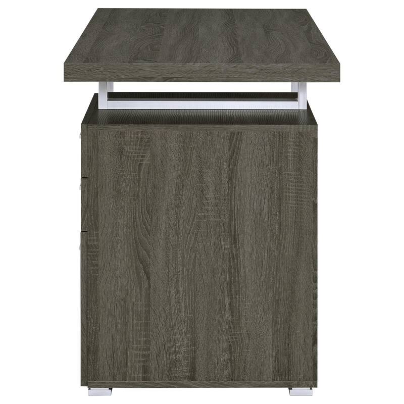GDFStudio - Evelyn Harper Contemporary Weathered Grey 3-Drawer Reversible Office Desk