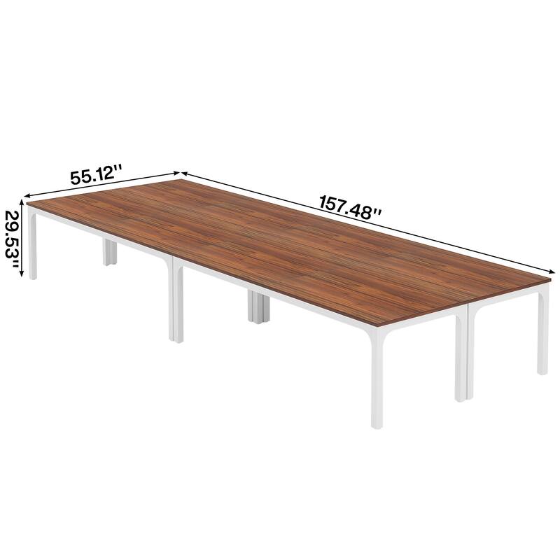 Long Conference Table Set of 4, 13FT Large Rectangle Meeting Seminar Table, 78.74-Inch Business Tables