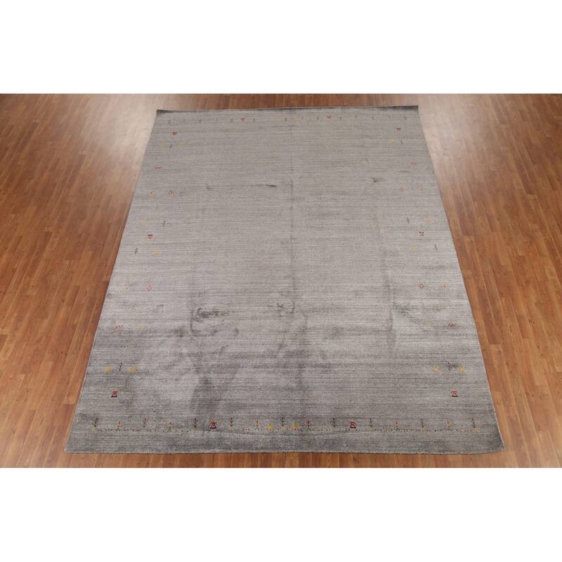 Tribal Gabbeh Indian Rug Hand-Knotted Wool Carpet - 9'1"x 11'6"