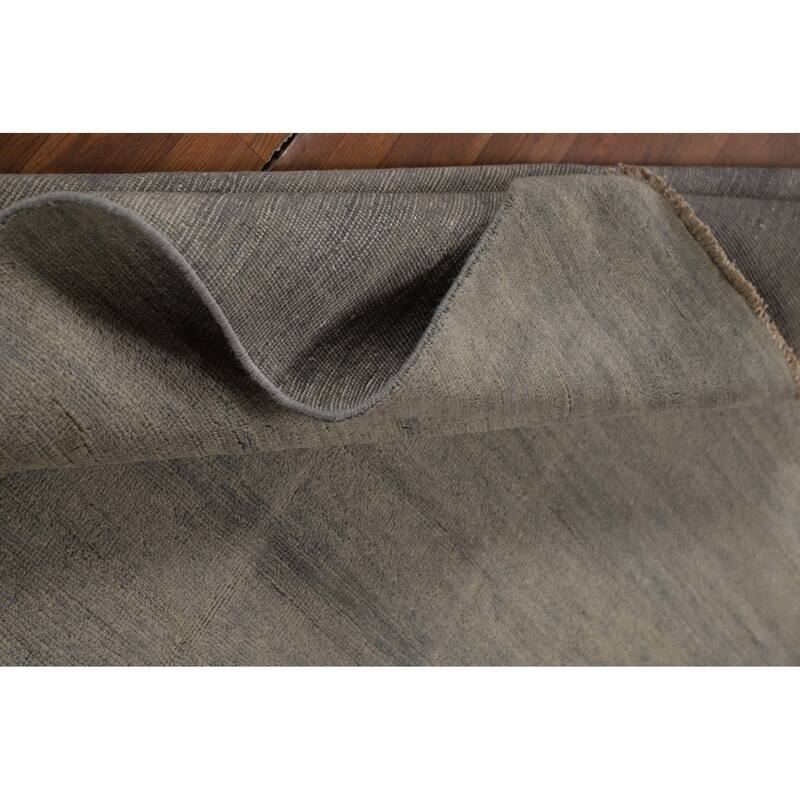 Stripe Gray Modern Gabbeh Oriental Rug Hand-Knotted Wool Carpet - 4'11" x 6'6"