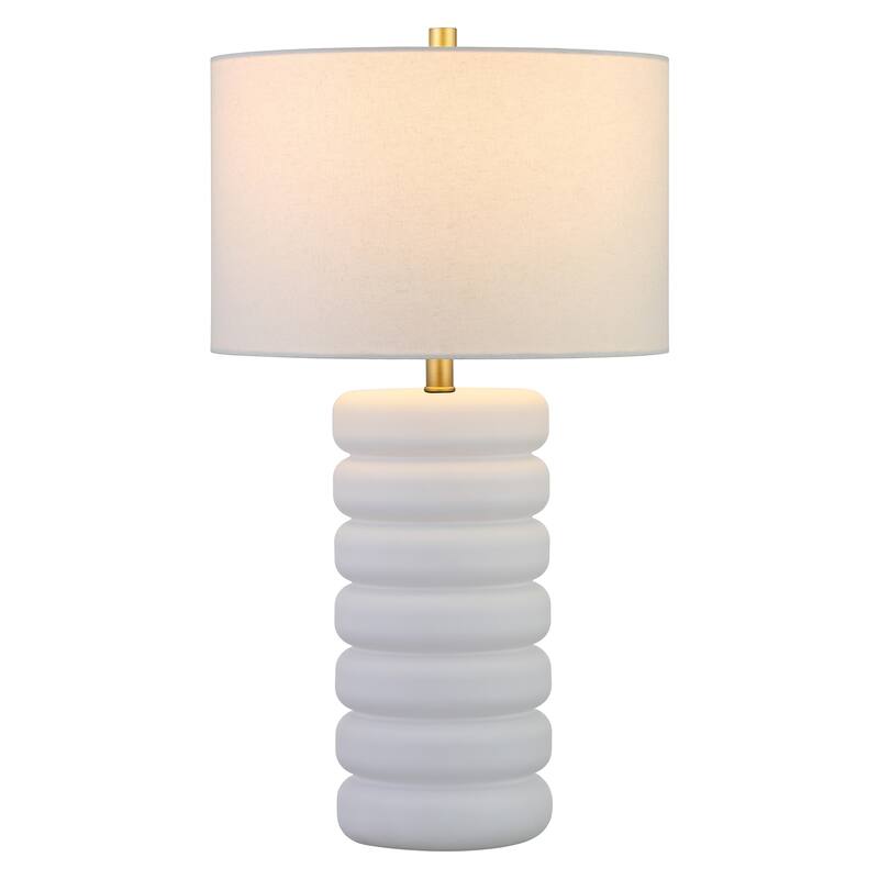 Zelda 25" Tall Glass Bubble Body Table Lamp with Fabric Shade