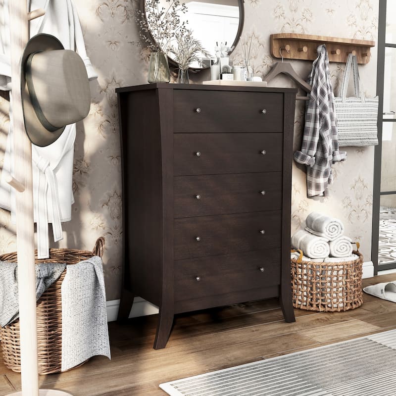 Vem Transitional Espresso 5-Drawer Vertical Chest by Furniture of America