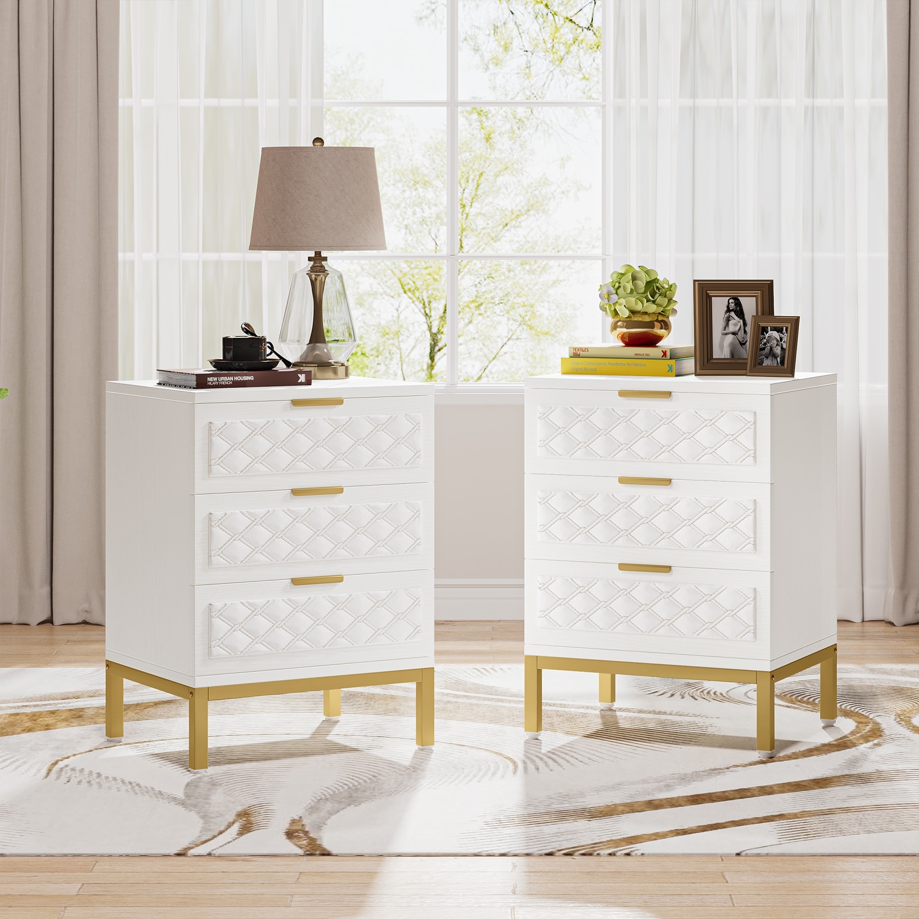 Gold dresser clearance and nightstand set