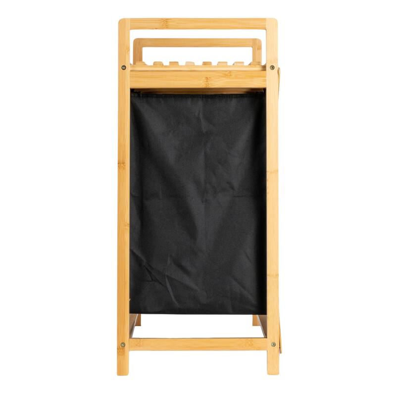 Household Essentials Bamboo Pull Out Double Hamper with Shelf - 25.4"L x 13.0"W x 28.7"H