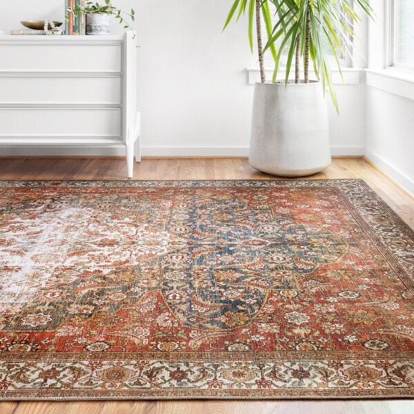 Alexander Home Isabelle Traditional Vintage Border Printed Area Rug. Opens flyout.