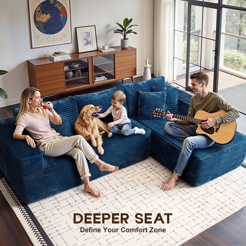 OVIOS All-Foam Plush L-Shaped Sofa​