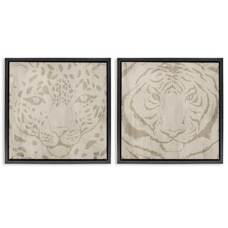 Stupell Majestic Jungle Animals Framed Floater Canvas Wall Art Design ...