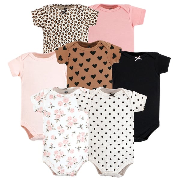 slide 1 of 1, Hudson Baby Infant Girl Cotton Bodysuits, Cinnamon Pink Prints 0-3 Months - Cinnamon Pink Prints