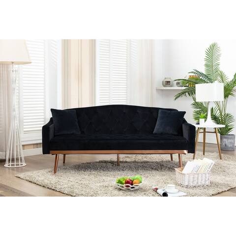 Velvet Upholstered Tufted Loveseats Sleeper sofa with Stainless feet