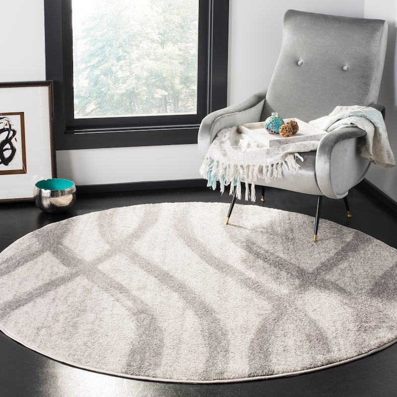 SAFAVIEH Adirondack Lelia Modern Abstract Distressed Rug - 4' Round - Cream/Grey