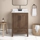 preview thumbnail 39 of 109, OVE Kansas Single Sink Bathroom Vanity, Dove White Engineered Stone Top 24" - Spiced Walnut