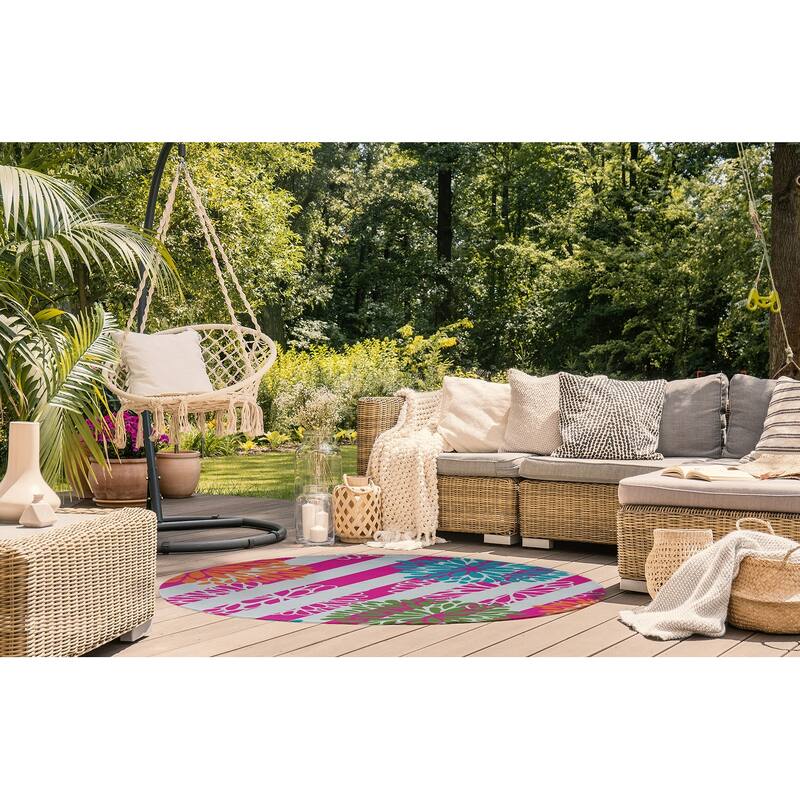 Flower Bursts Spring Chenille Indoor/Outdoor Rug