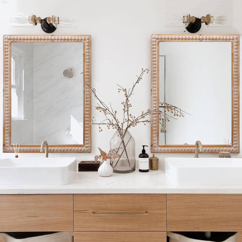 GDF Studio - Elara Wood Framed Beaded Wall Mirror