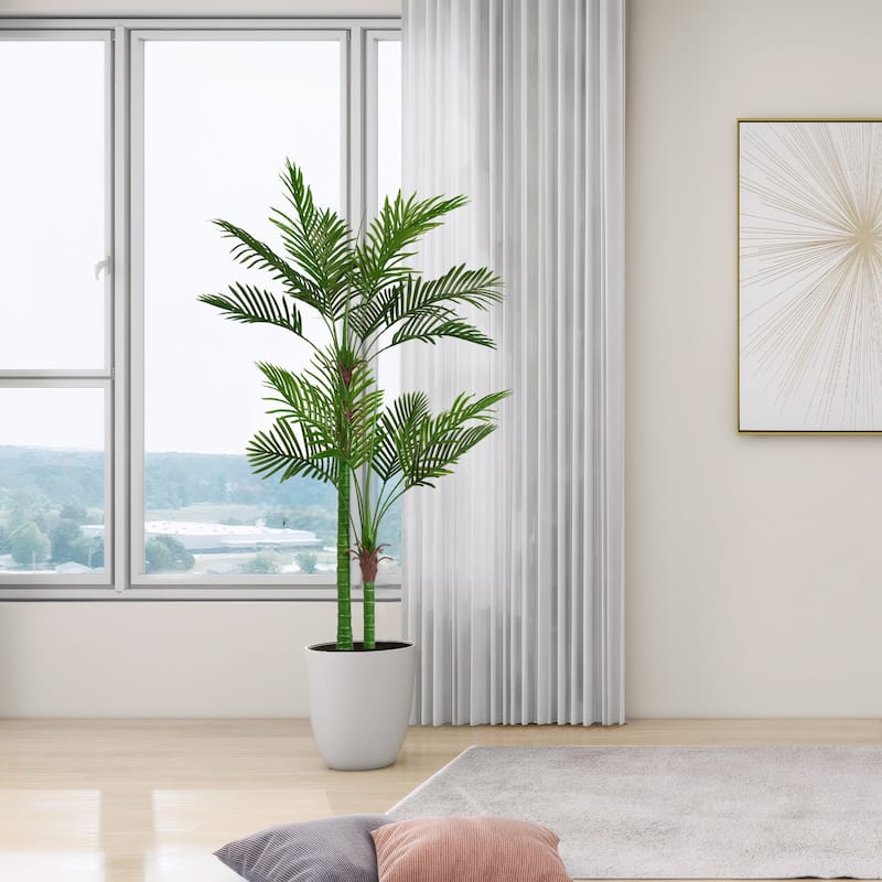 180CM Artificial Double-Stem Travelers Palm with 18 Leaves Potted Plant for Indoor Decor 1pc
