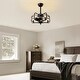 preview thumbnail 12 of 18, Industrial Black Caged Chandelier Ceiling Fan with Lights and Remote