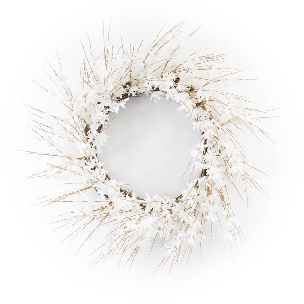 25"D White Polyester Blossom Wreath Suitable for Indoor or Outdoor Decorations
