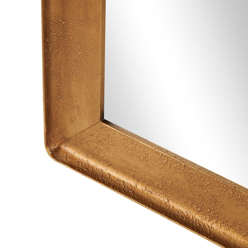 Metal Wall Mirror with Textured Frame - Gold - Roche River Decor