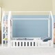 preview thumbnail 10 of 10, White Full Size Wood House Bed with Fence and Storage Shelves