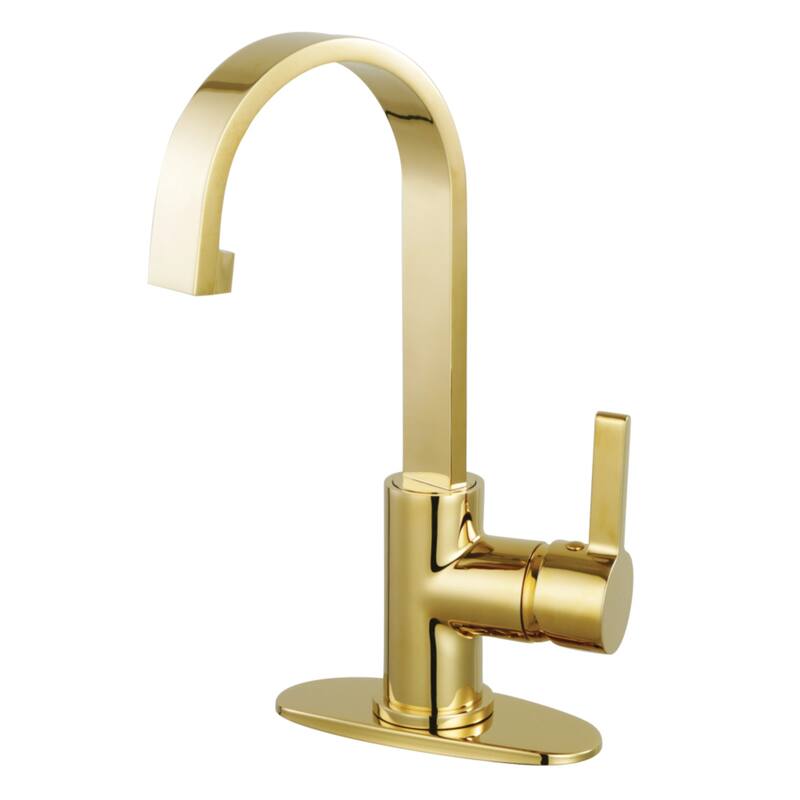 Kingston Brass Continental Single-Handle 1-Hole Deck Mount Bathroom Faucet with Push Pop-Up - Polished Brass