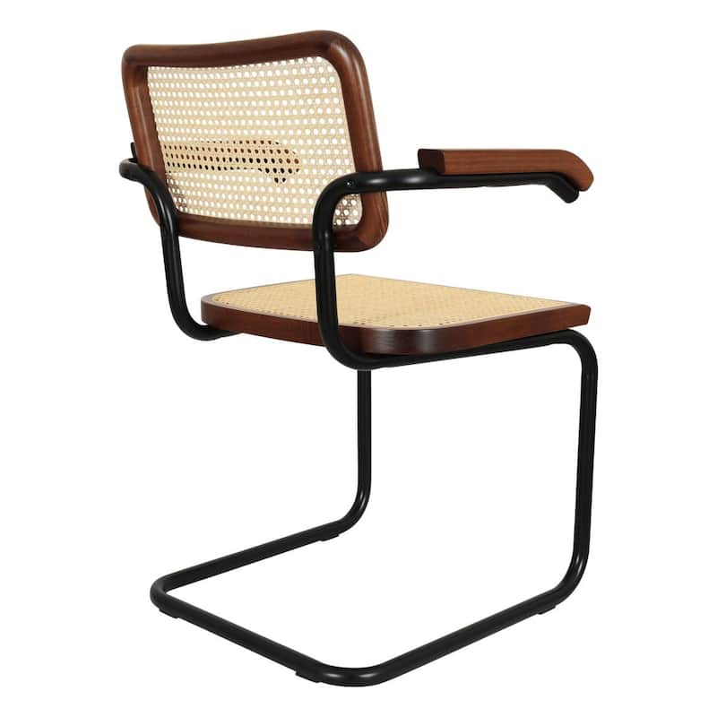 Breuer Chair Company Marcel Breuer Cesca Cane Cantilever Armchair Arm Chair w/ Black Steel Frame (Various Wood & Cane Colors)