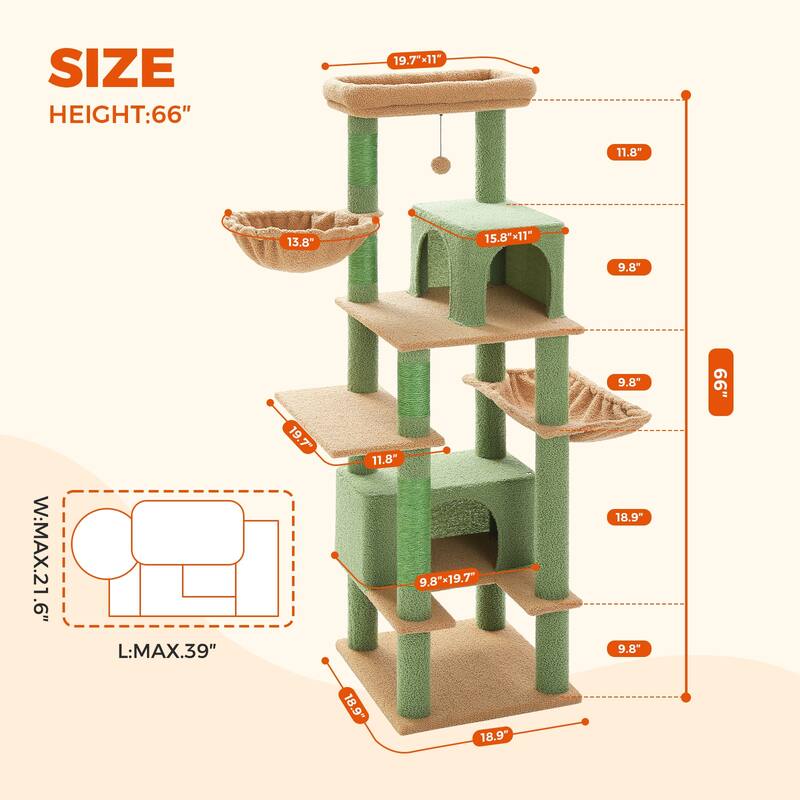 Indoor Cat Tower with Metal Hammock