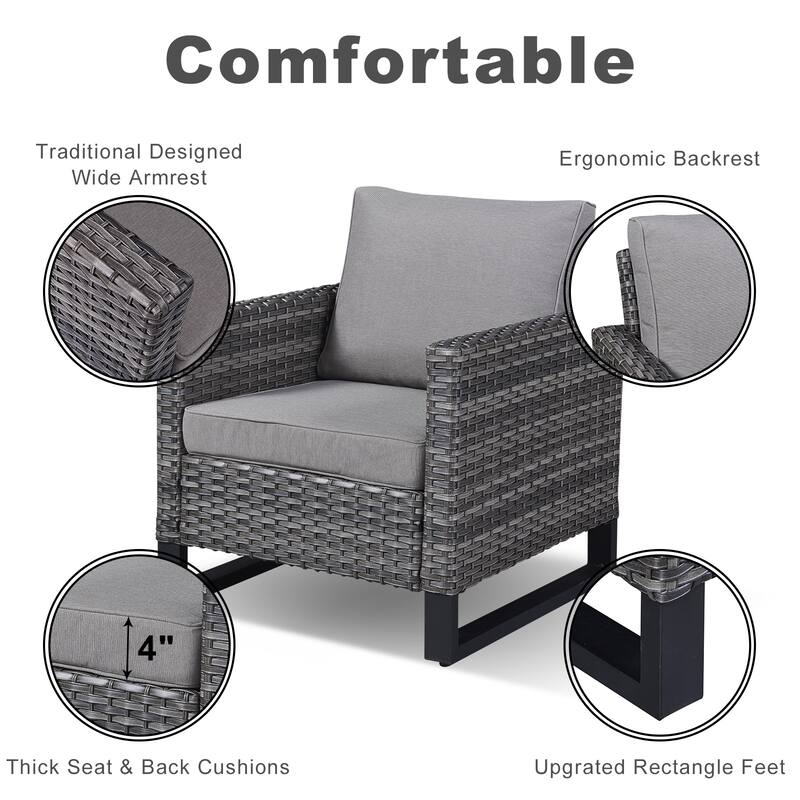 Patio Conversation Set with Fire Pit Table and Side Table
