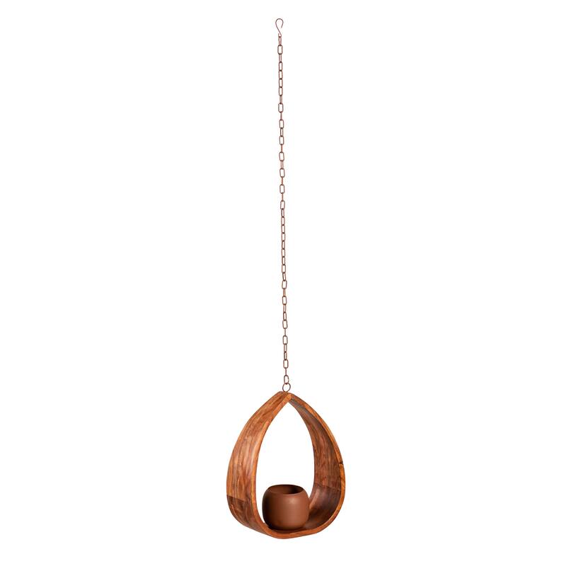13" Drop Shape Hanging Metal Planter, Rust