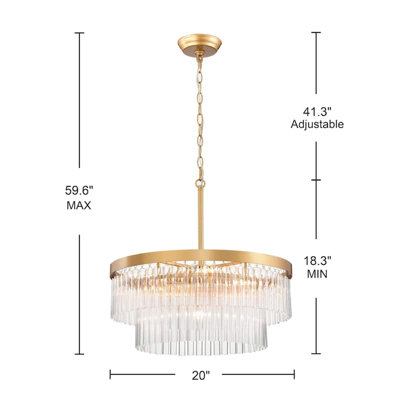 Casandra 5-light Two-Tier Crystal Glass Rod Drum Chandelier - Glossy Bronze