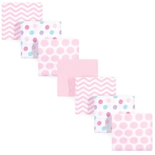 Luvable Friends Baby Girl Cotton Flannel Receiving Blankets, Pink Dots Chevron 7-Pack, One Size - Pink Dots 7-Pack - One Size