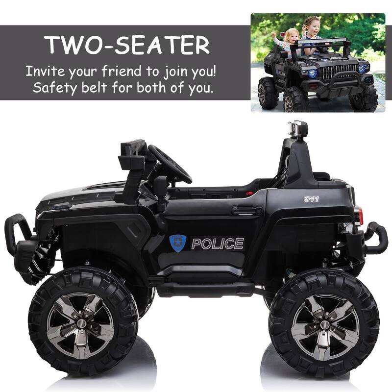 Big 53"L 12V Police Car Ride-On SUV for Kids with Siren, Remote Control, Music, Suspension & Horn