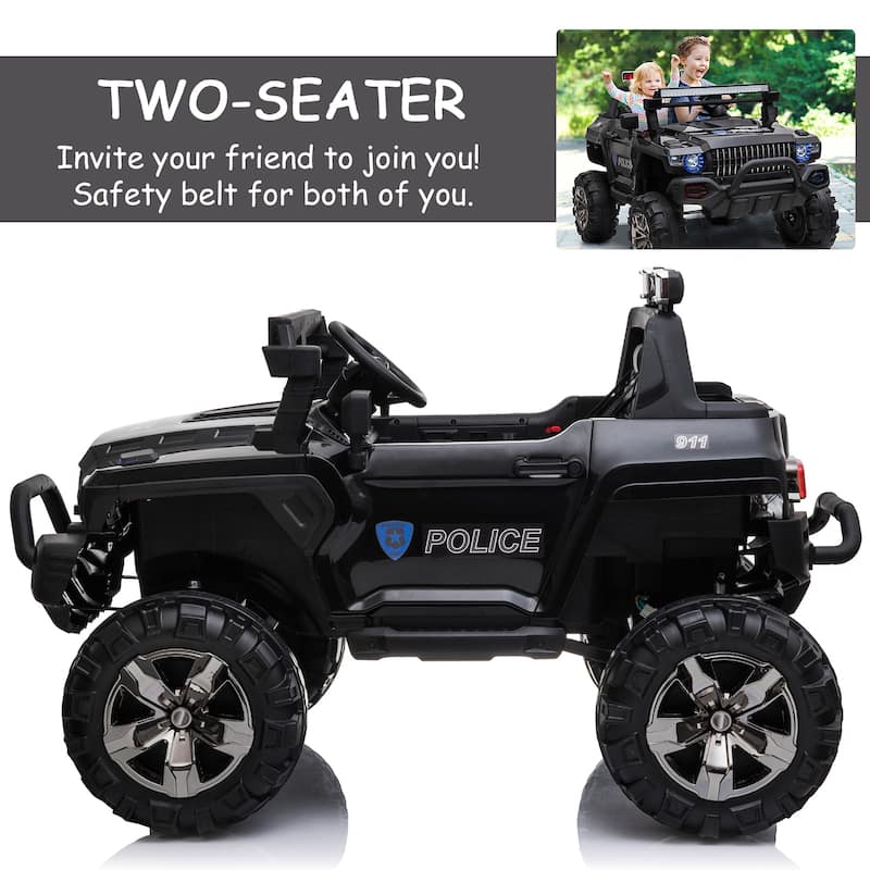 Cool Electric Off-Road Toy with Siren, Ride on Police Car for Kids with Seat Belt, Exclusive Child Car with Music