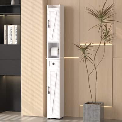 Javlergo Bathroom Tall Cabinet with Adjustable Shelves, Floor Narrow Slim Storage Cabinet for Small Space
