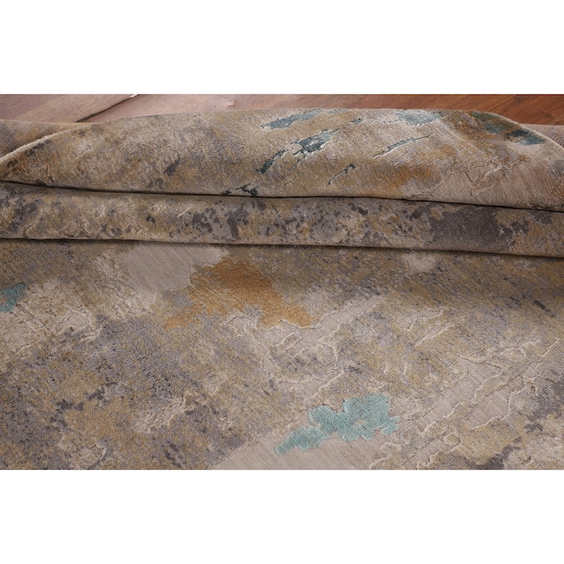 Contemporary Abstract Indian Area Rug Handmade Multi-Color Wool Carpet - 5'5"x 7'6"