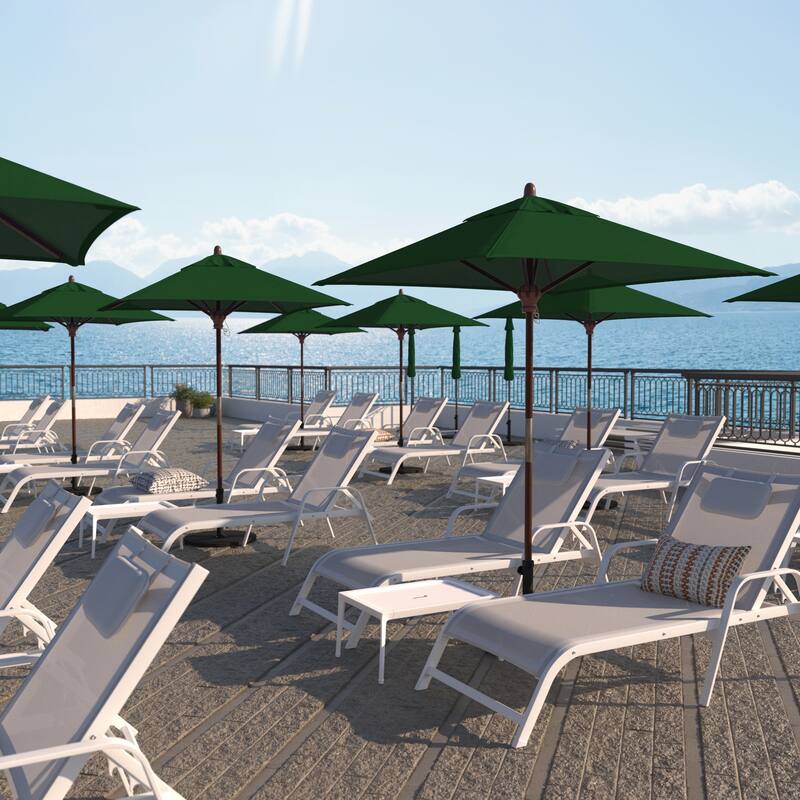 Port Lavaca 6ft Square, Sunbrella Fabric Wooden Patio Umbrella by Havenside Home, Base Not Included - Forest Green
