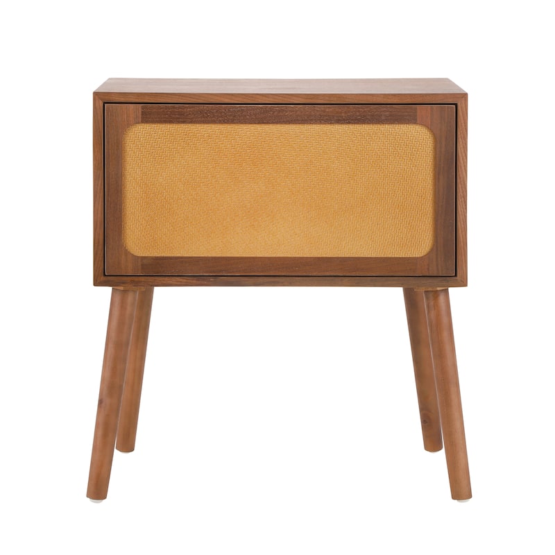 Christopher Knight Home - Araminta Rattan-Panel Nightstand in MDF with Layered Flip Storage