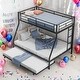 preview thumbnail 2 of 25, Twin over Full Bed Bunk Bed with Twin Size Trundlle, Two-Side Ladders,Black