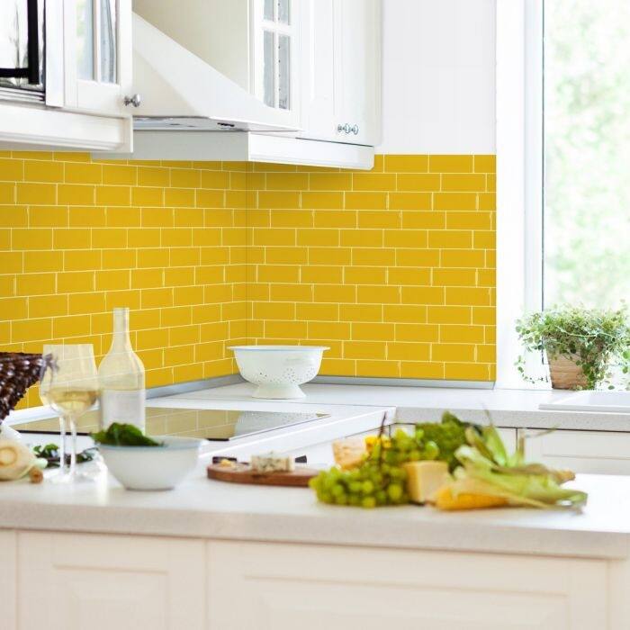 Smart Tiles Self Adhesive Wall Tiles - Metro Sunny 4 Sheets of 11.56'' x 8.38'' Kitchen and Bathroom Stick on Tiles