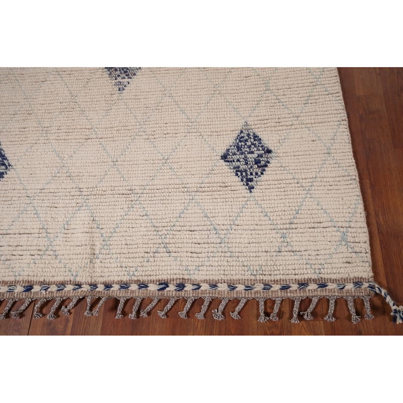 All-Over Trellis Moroccan Oriental Area Rug Hand-Knotted Wool Carpet - 5'0"x 8'5"