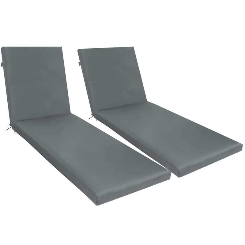 GDFStudio Maeve Outdoor Chaise Lounge Cushion with Removable Cover (Set of 2),ONLY CUSHIONS - Grey
