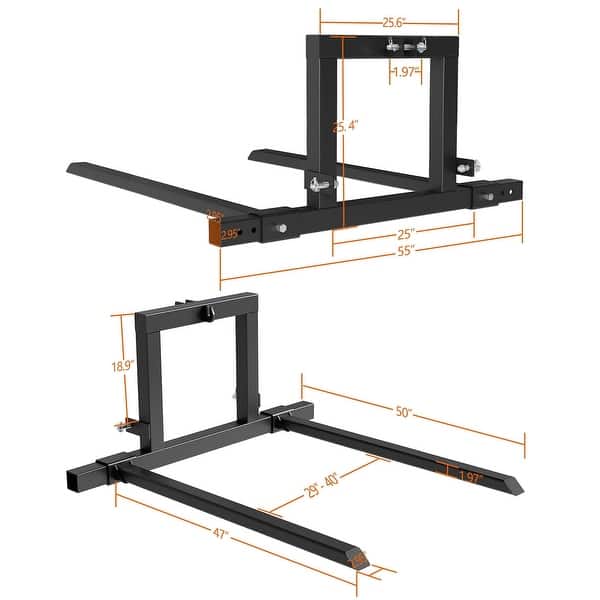 3 Point Hitch Pallet Fork, 1500 lbs Capacity Tractor Pallet Forks Bed