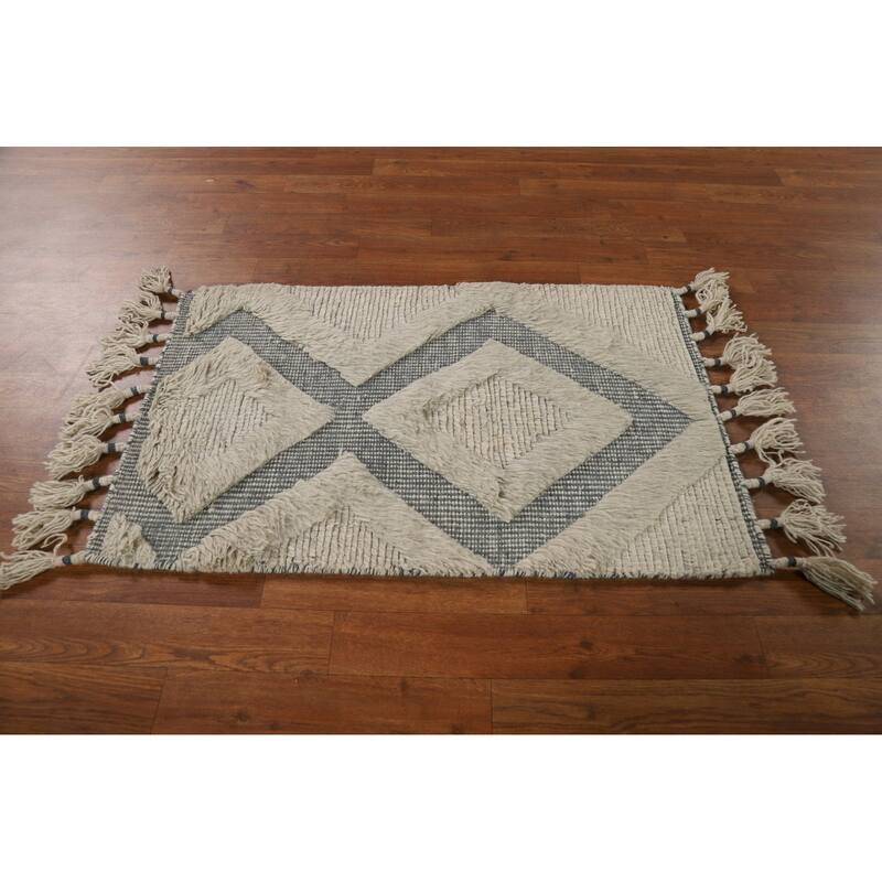 Plush Moroccan Oriental Accent Rug Handmade Wool Carpet - 2'0"x 3'0"