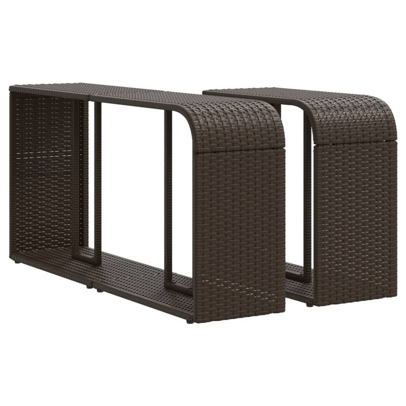 vidaXL Storage Shelves Modular Shelving Unit Outdoor Furniture 2 Pcs Poly Rattan - 10.6 x 44.1 x 21.7