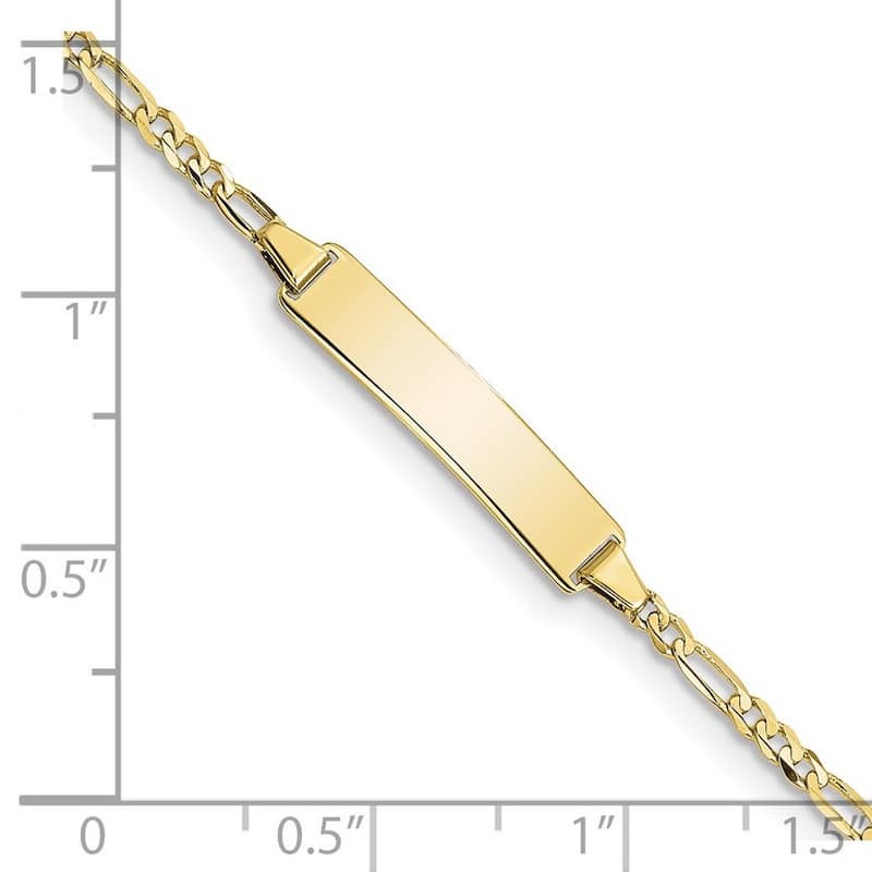 Curata 4.43mm 10k Yellow Gold Engravable Figaro Link ID Bracelet